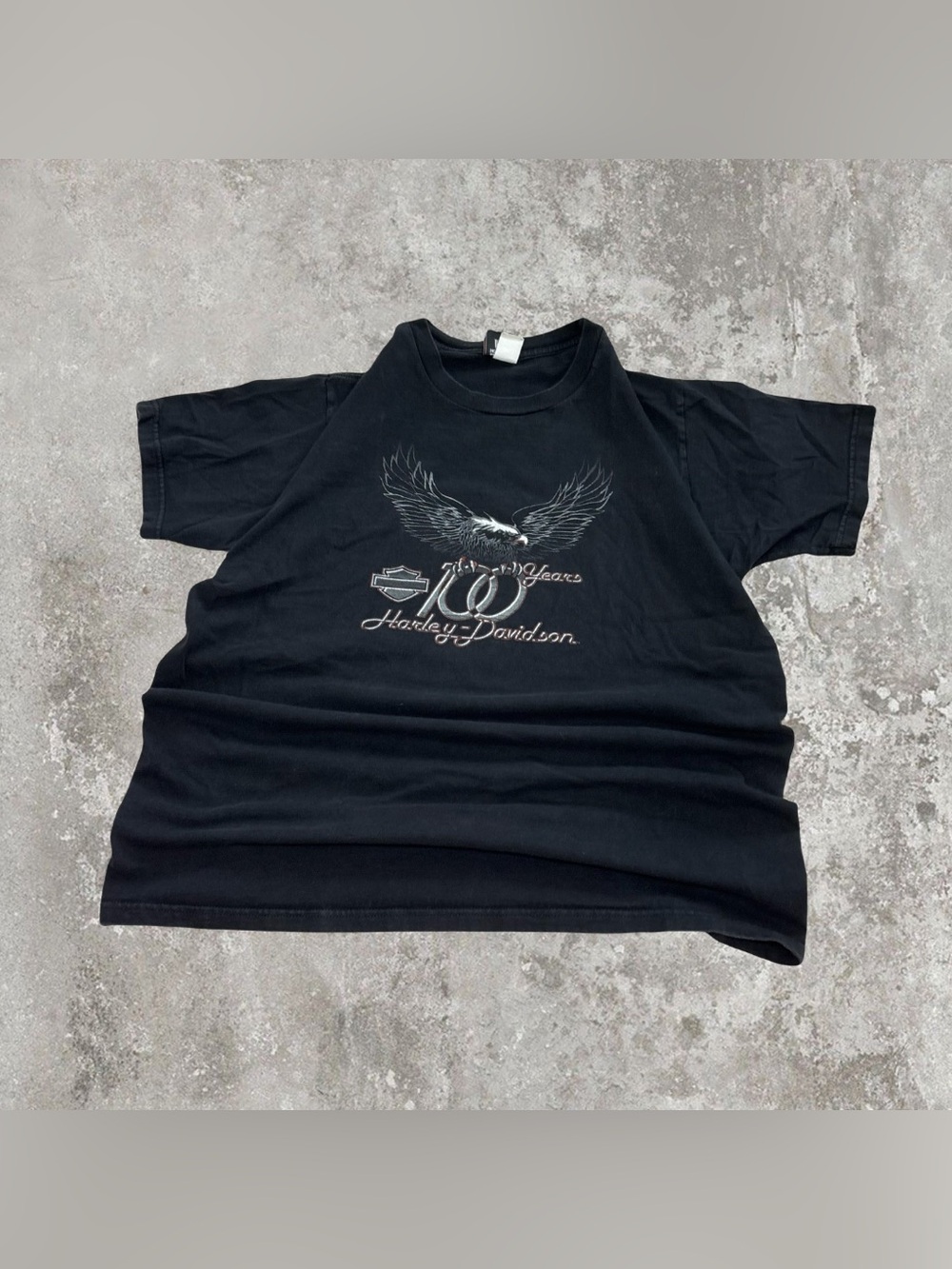 Harley Davidson 100 Years Black Anniversary Eagle Graphic Tee